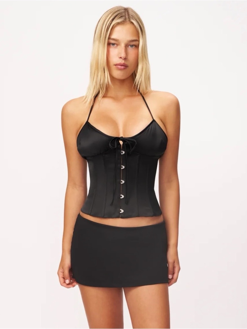 Danielle Guizio Black Satin Skirt